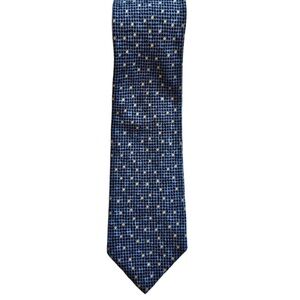 Brioni Silk Tie Blue and Black Hand Made in Italy Gold chain link